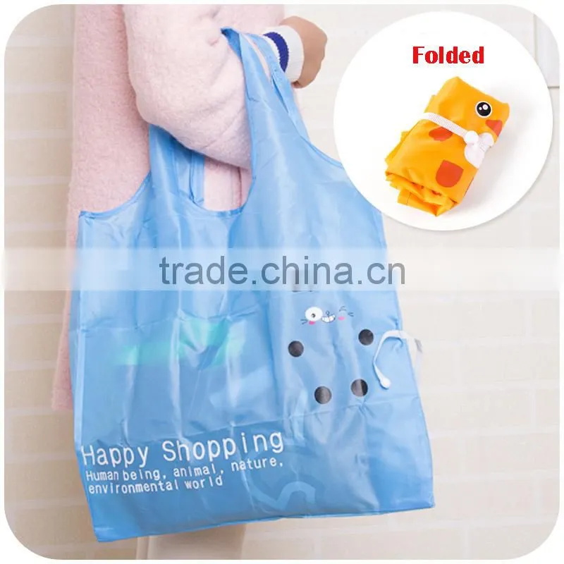 Cute Eco Reusable Nylon folding Foldable Shopping Bag