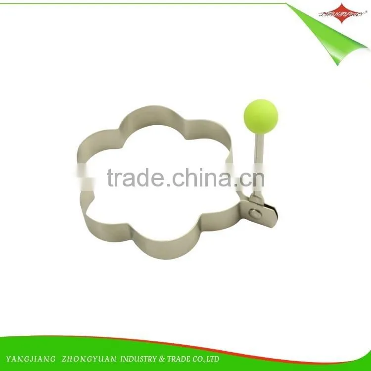 ZY-F1414 stainless steel egg ring flower shape fried egg ring with pp ball handle