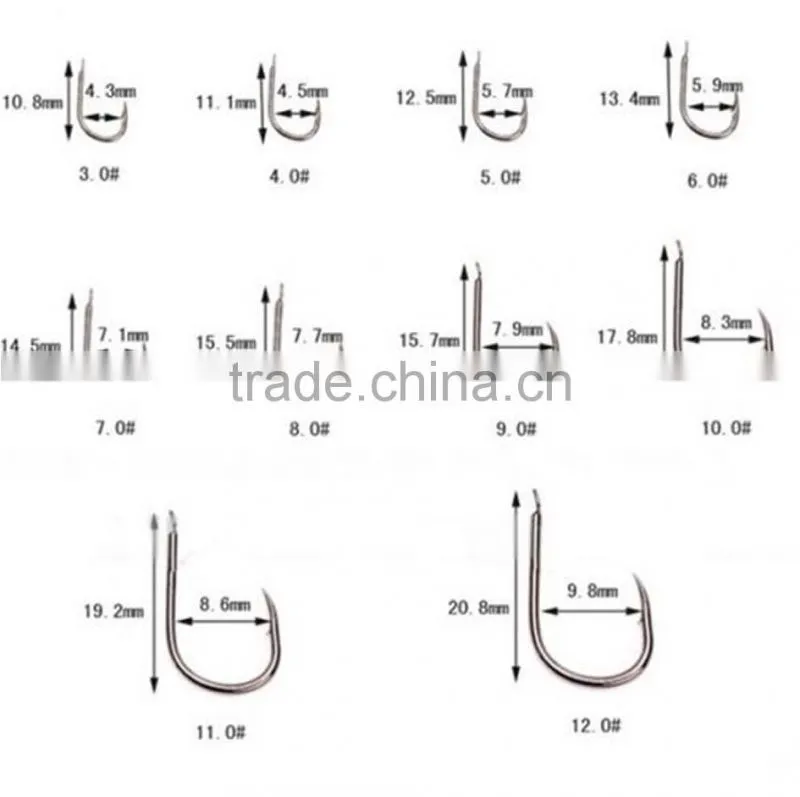 100 Pcs/lot New Arrival Black Silver Fishing 10 Sizes 3# - 12# Steel Hook Comes with Carry Box
