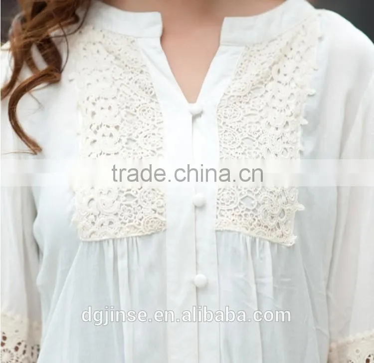 2015 Plus size women clothing ladies slim 6XL floral lace blouse palace Three Quarter sleeve cardigan shirt