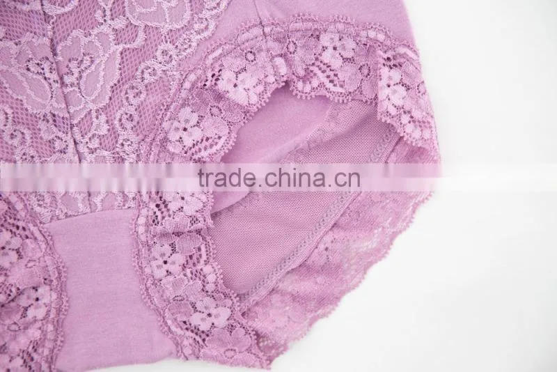 Purple Cheapest 95% Cotton 5% Spandex with Lace Sexy Fancy Woman Underwear