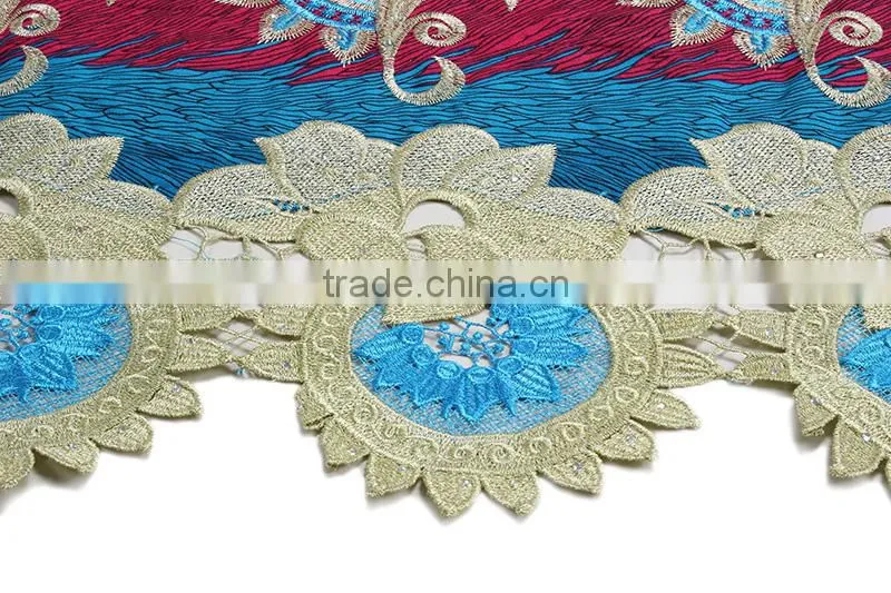 Bestway Wholesale African Embroidered Wax Printed Fabrics With Guipure