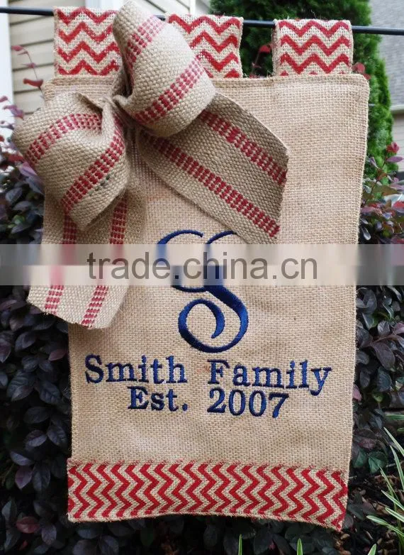 Personalized Embroidered Burlap Garden Flag