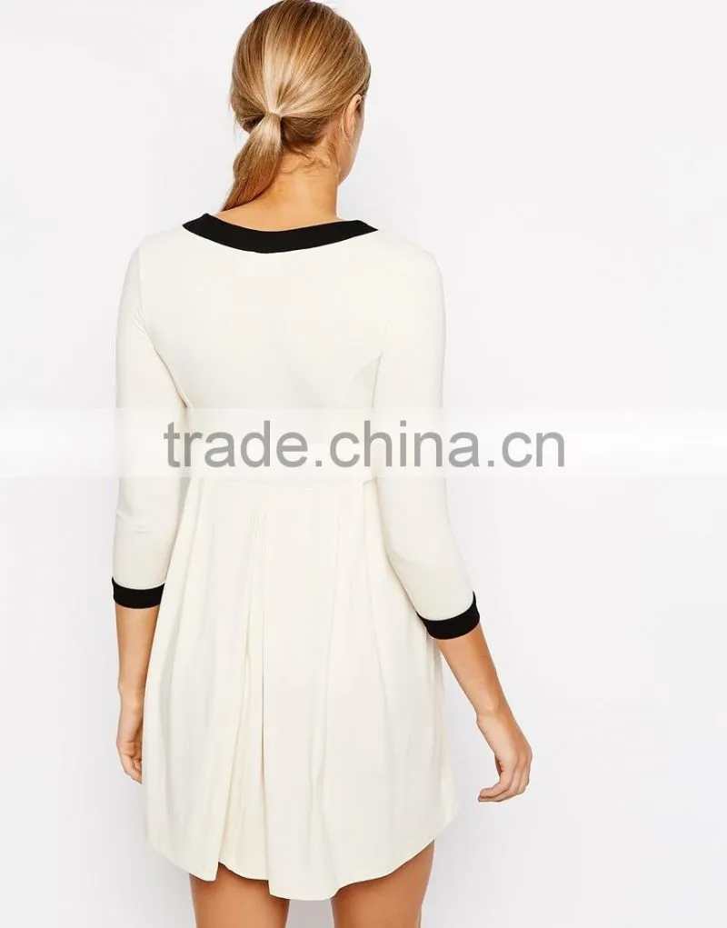 Maternity Skater Dress with Contrast Neck and Cuff China supplier