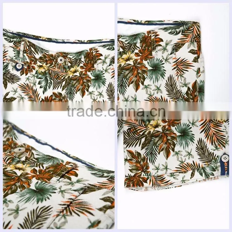 2016 summer wholesale fashion orange print stylish designer cheap cotton short pants for men