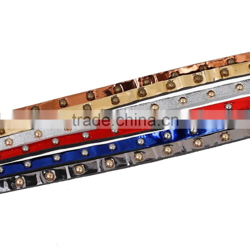 Royal Blue Round Rivets Flat Glossy PU Leather Cord