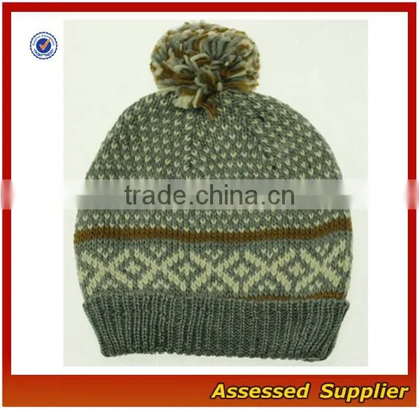 XJ01103/Men fashion beanie knit hat with top ball / men beane knitting hat