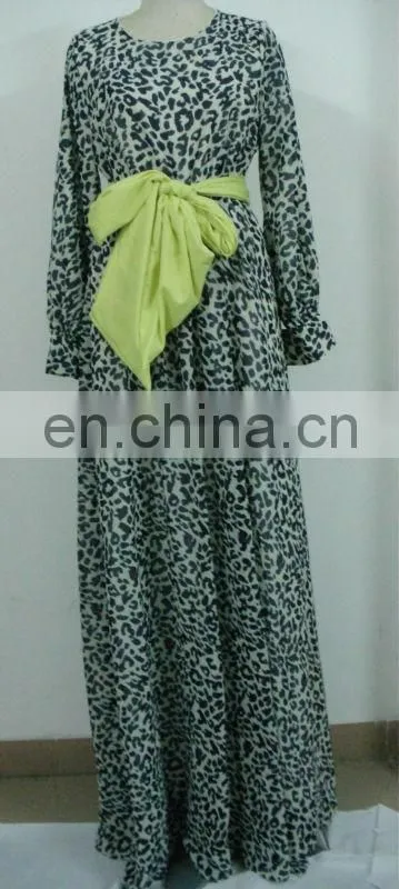 Muslim woman dress with belt high quality fashion muslim wear