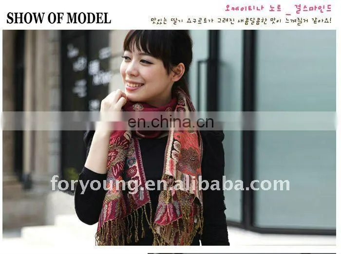 flower jacquard shawls and lady scarf