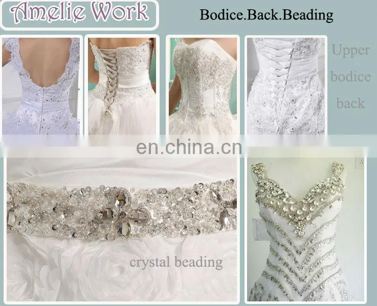 V Neckline Lace Appliqued Wedding Party Dresses