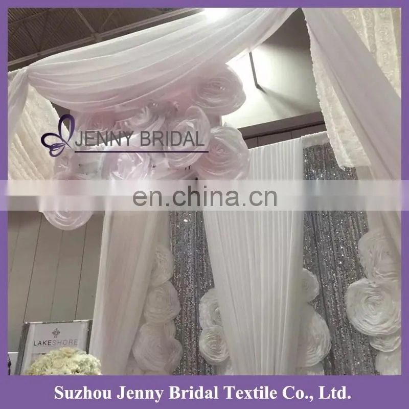 BCK114 cheap retractable indian style luxury hotel curtains with organza flowers