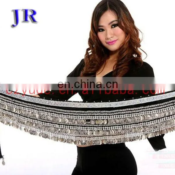Wholesale 248 and 338 coins high velvet silver coin Belly dance hip belt Y-2007#