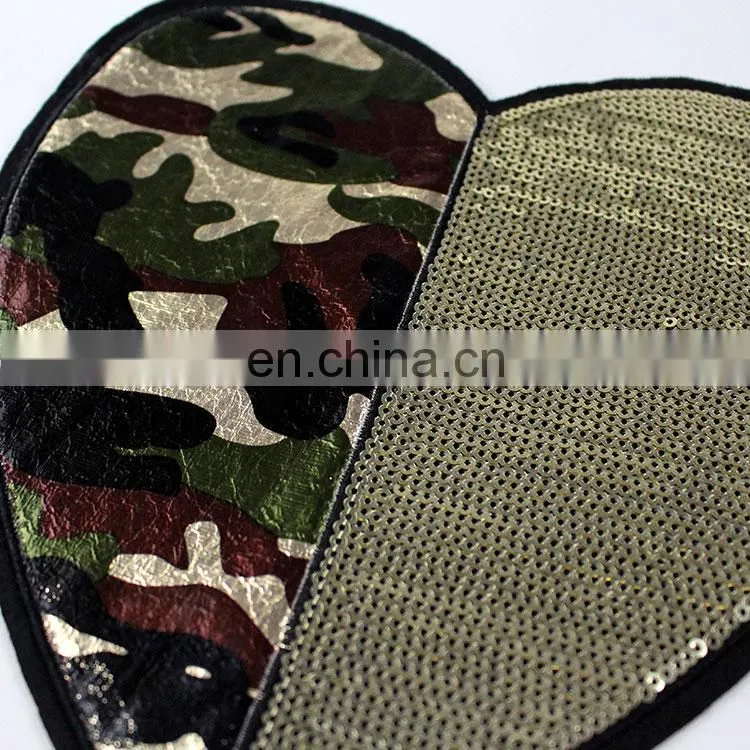 Hot Sale T-shirt Patch Heart Star Smiling Face Embroidery Patch With Camouflage And Sequins