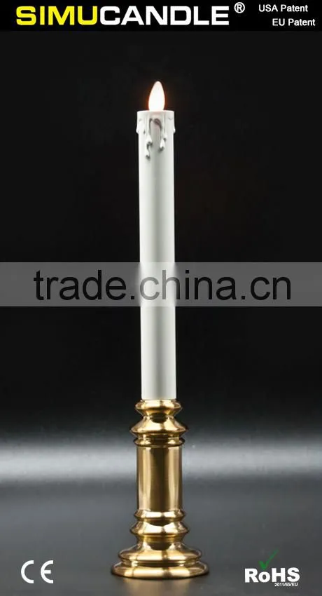 wax led candle light with realistic flame with USA and EU patent ,led candle with remote control for party
