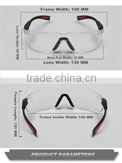 Factory wholesale clear PC lens goggle dustproof eye safety protection glasses