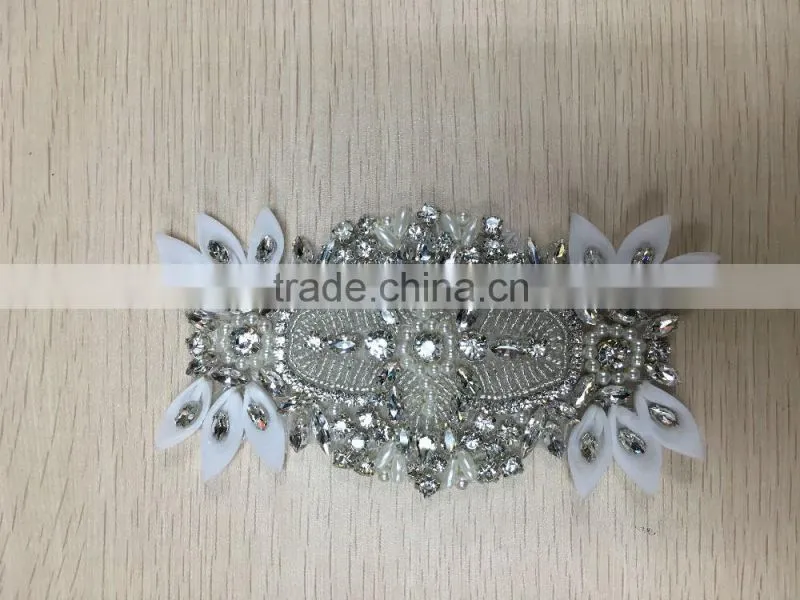 Wholesale Bridal Rhinestone Appliques with Organza Flower