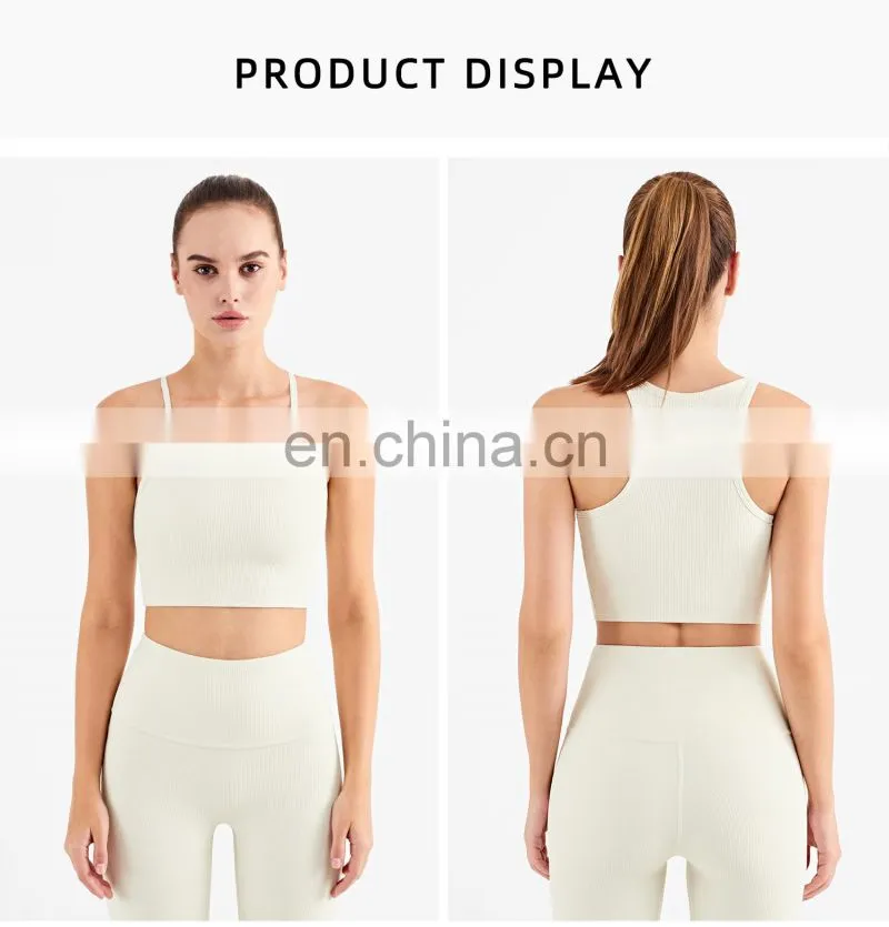 Wholesale New Sports Bra High Neck Support Ribber Clothing Women Active Wear Tops