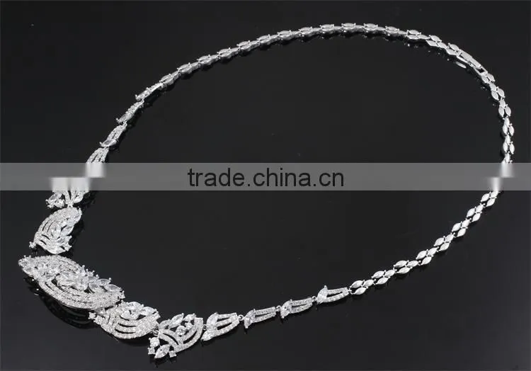 New Model China Wholesale Rhodium Plated Cubic Zirconia Bridal Indian Jewelry Set