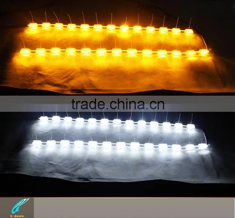 12v 24v white & amber drl led daytime running light with turning signal