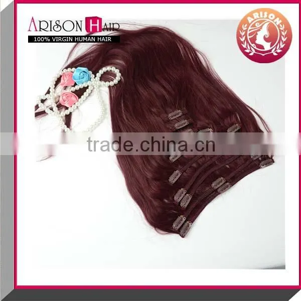 2014 new arrival color hair goods 99#clip in hair extension