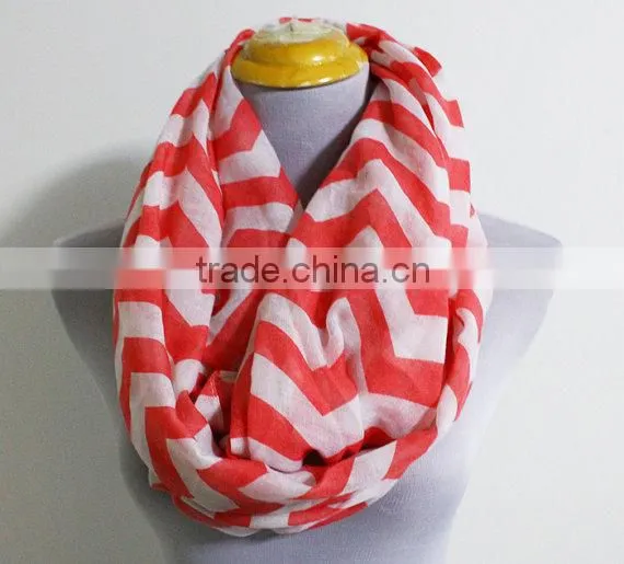 Hit Fashionable Wave Print Pattern Women Magnetic Round Infinity Chevron Scarf