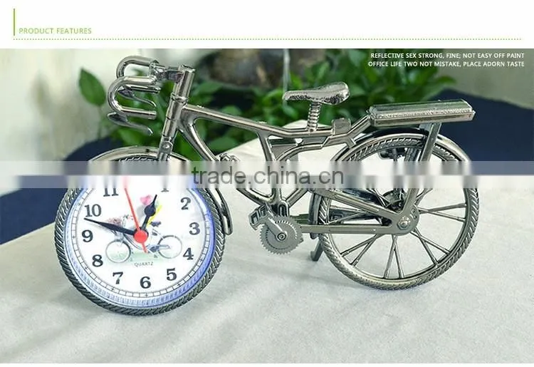 (hot) 2016 wholesale bedroom decoration bicycle desk clock, custom digital clock, time table alarm clock,