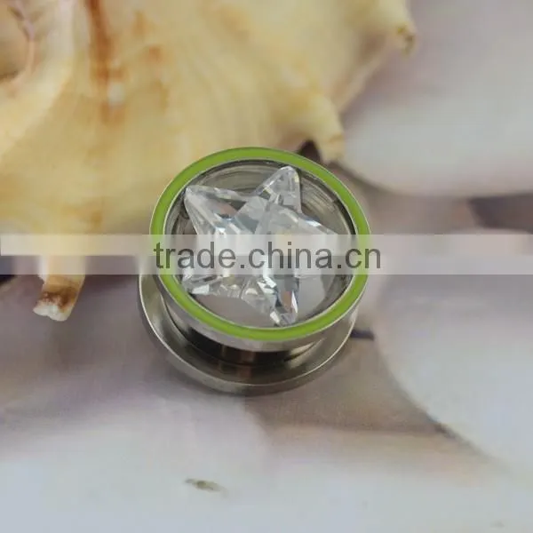 316L Big Star Zircon Body Jewelry Making Supplies Ear Plugs Tunnel
