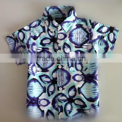 short sleeve shirts kid garment fashion formal cotten collar children crocodile Printing Shirt