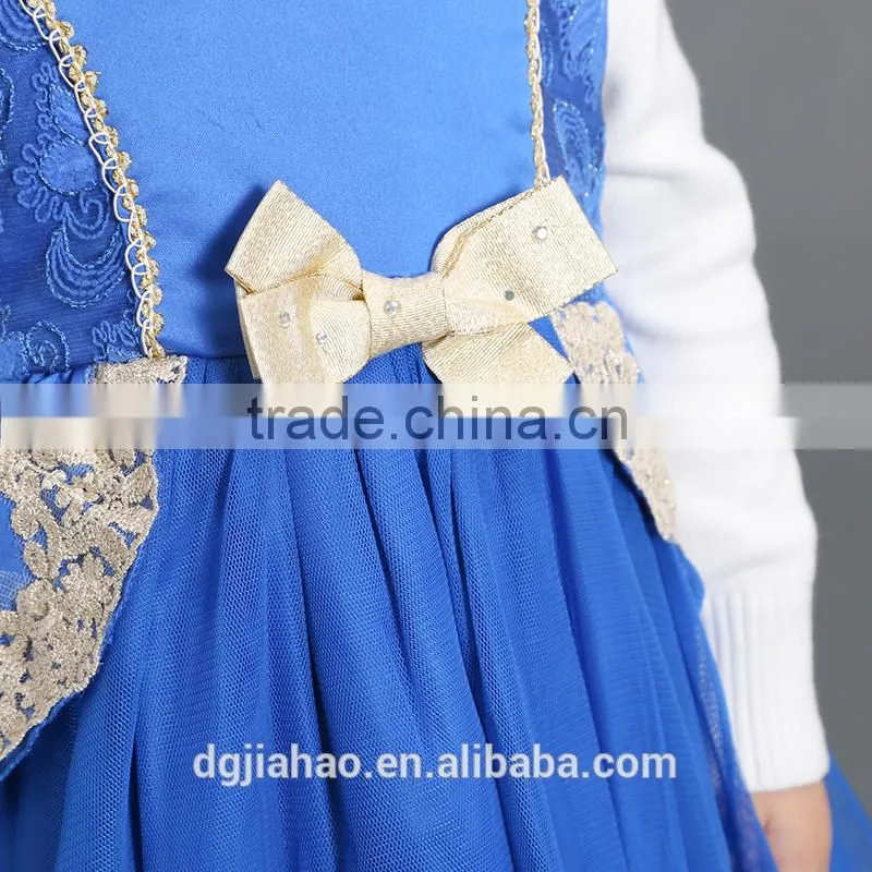 Wholesale fashion new design embroidery royal blue party children frocks designs