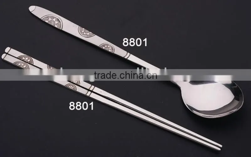 Unqiue and speacil design metal chopsticks and stainless steel spoon