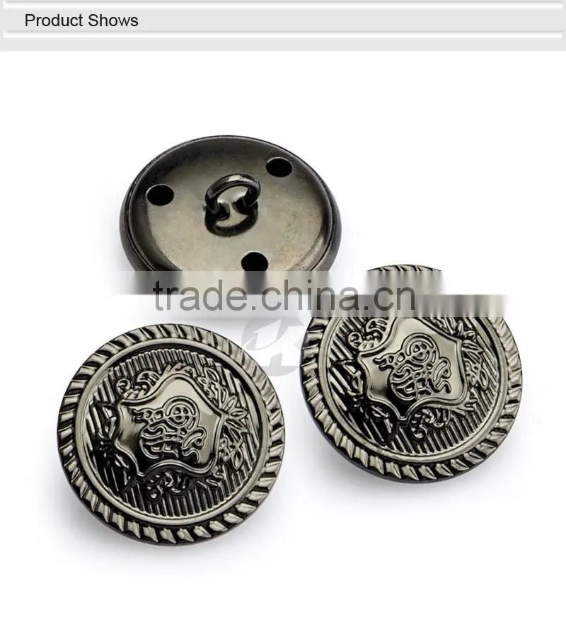 Embossed Logo Gunmetal Metal Sewing Shank Button