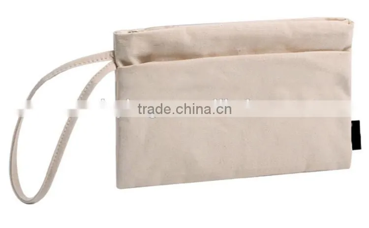 Natural plain cosmetic clutch beige toiletry bag