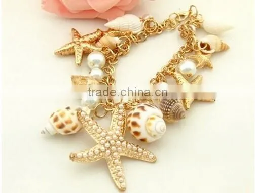 >>hot selling sea beach jewelry starfish bracelet/
