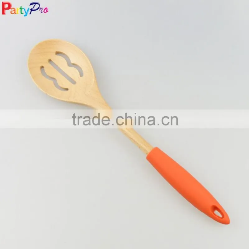 2016 new product Bamboo kitchen utensils with silicone handles