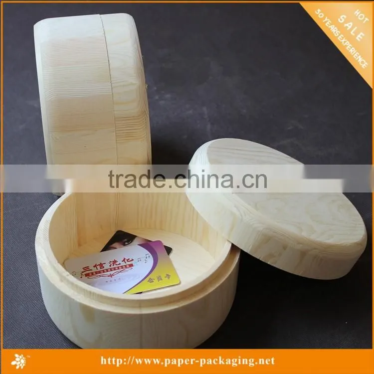 wooden packing box for food, round box, poplar wood box