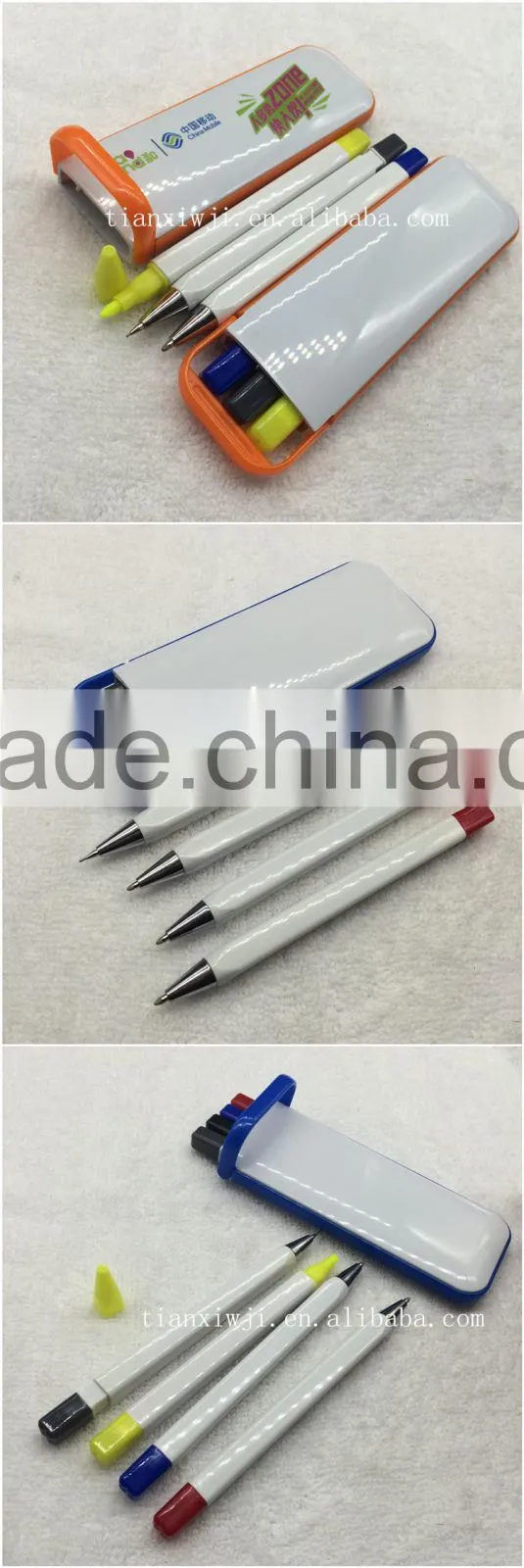 High quality promotional 5 in 1 gift pen set with pen pencil highlighter