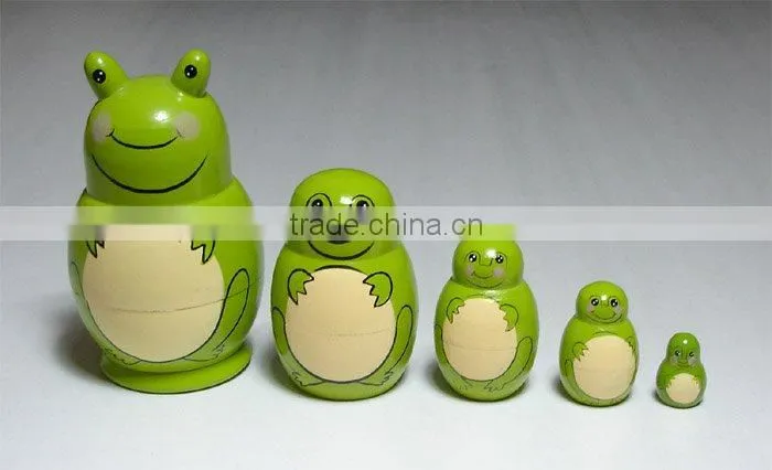 2015 cute animal wooden nesting doll , russion doll