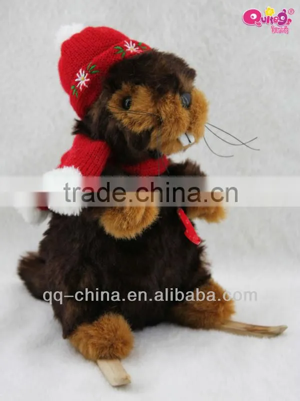 7" brown plush mouse