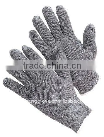 grey string knitted work glove