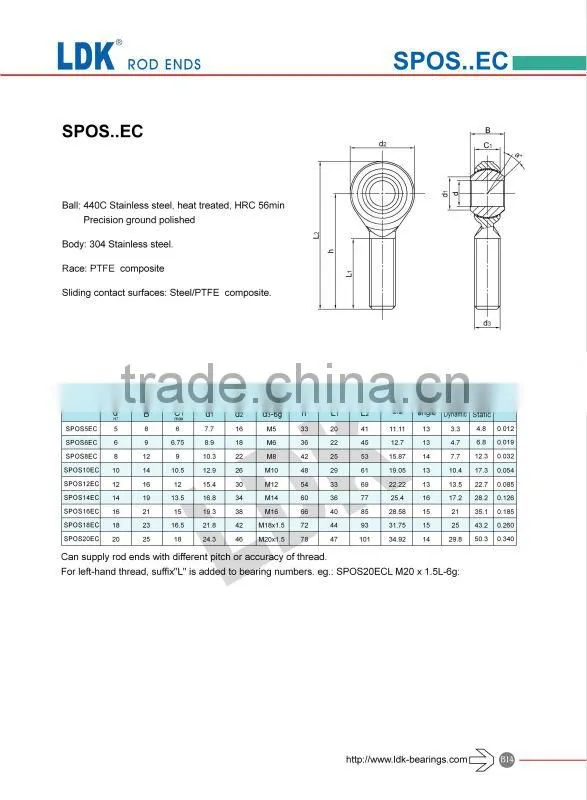 LDK TS16949 Certificated rod ends stainless steel
