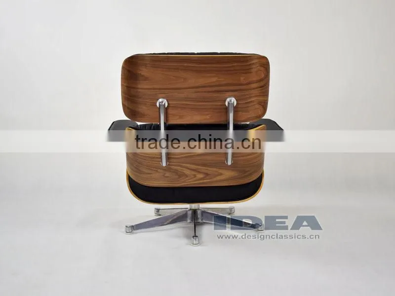 Replica Charles Lounge Chair Walnut Veneer Black leather