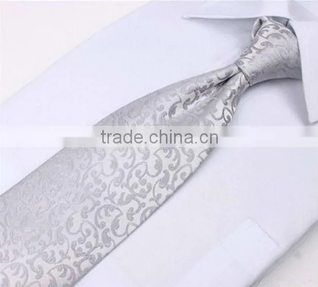 silver polyester men necktie or cravat.cravatte or business men tie