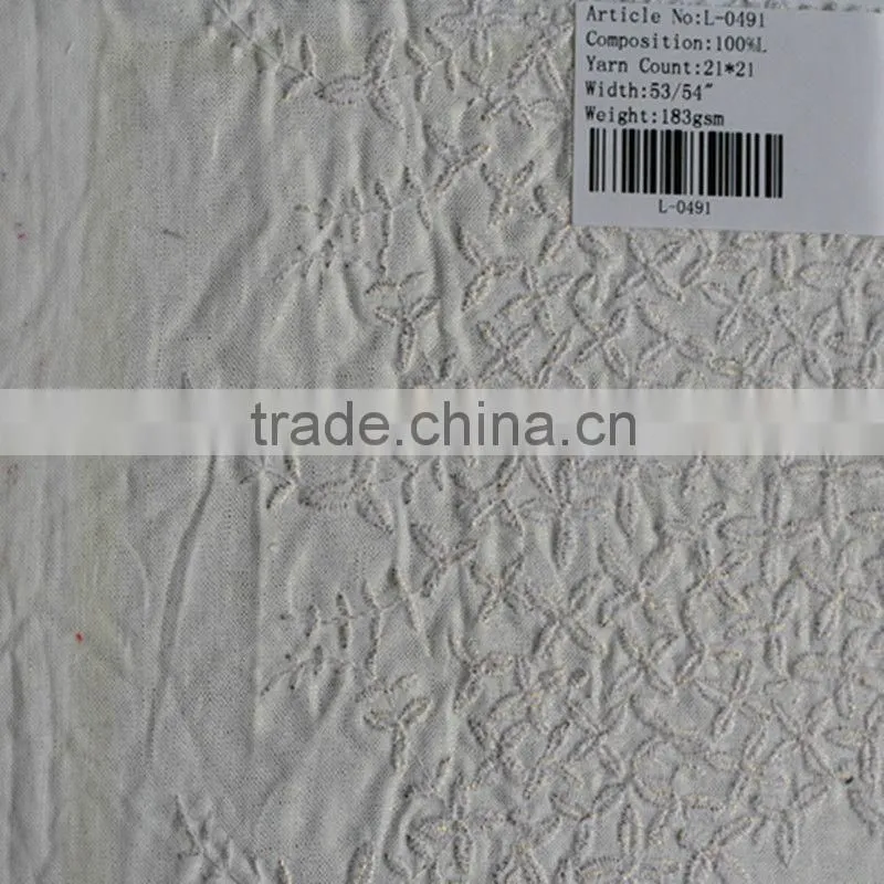 21*21 embroidered pure linen fabric