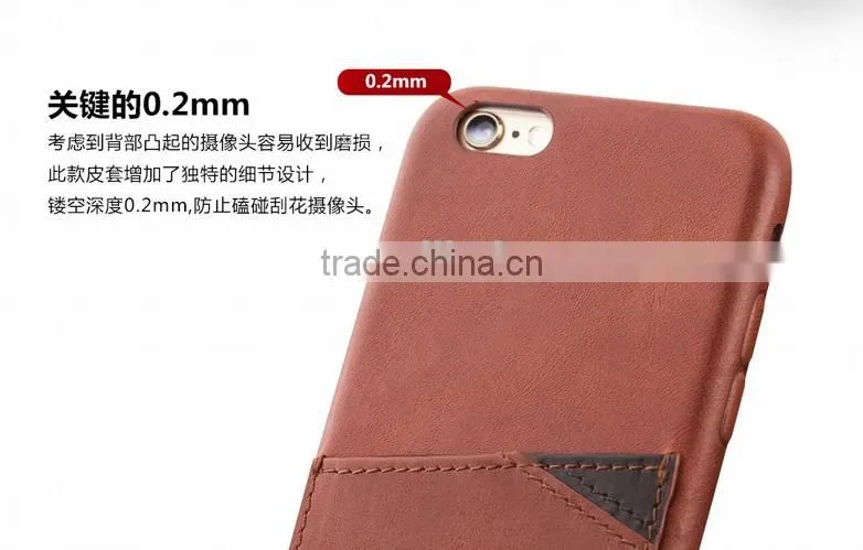 New Design Premium Business Style Leather Back Cover With Card Slot For iPhone 6