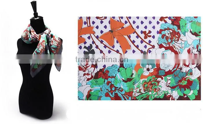 2015 New arrival spring fashionable chinese wholesale silk scarves made of the 100% pure silk /scarves/ kerchief /headband/hijab