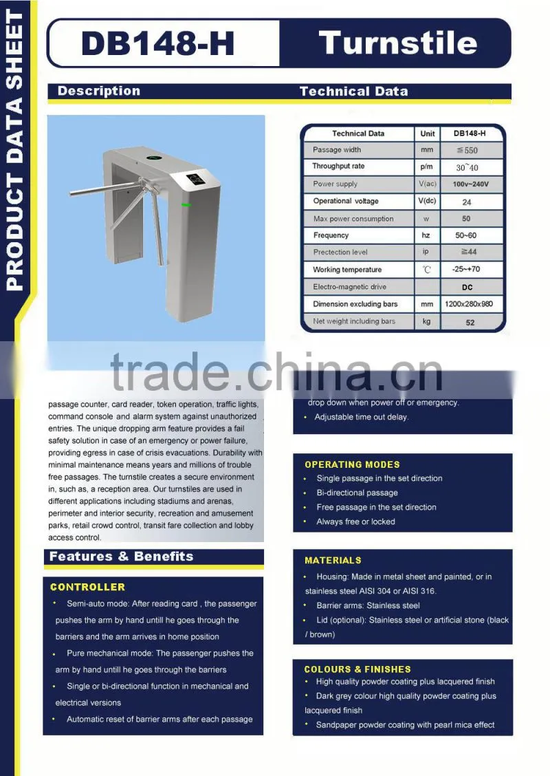 Ruihongtai Branded Vertival Tripod Turnstile Automatic Gate Control