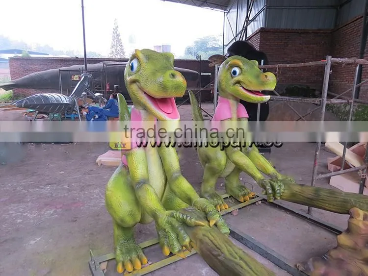 HLT animatronic cartoon dinosaur seesaw for playground