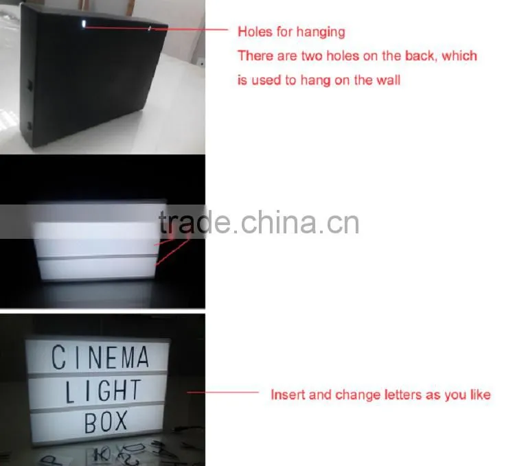 Light box with letter and number led cinematic light box for home light up