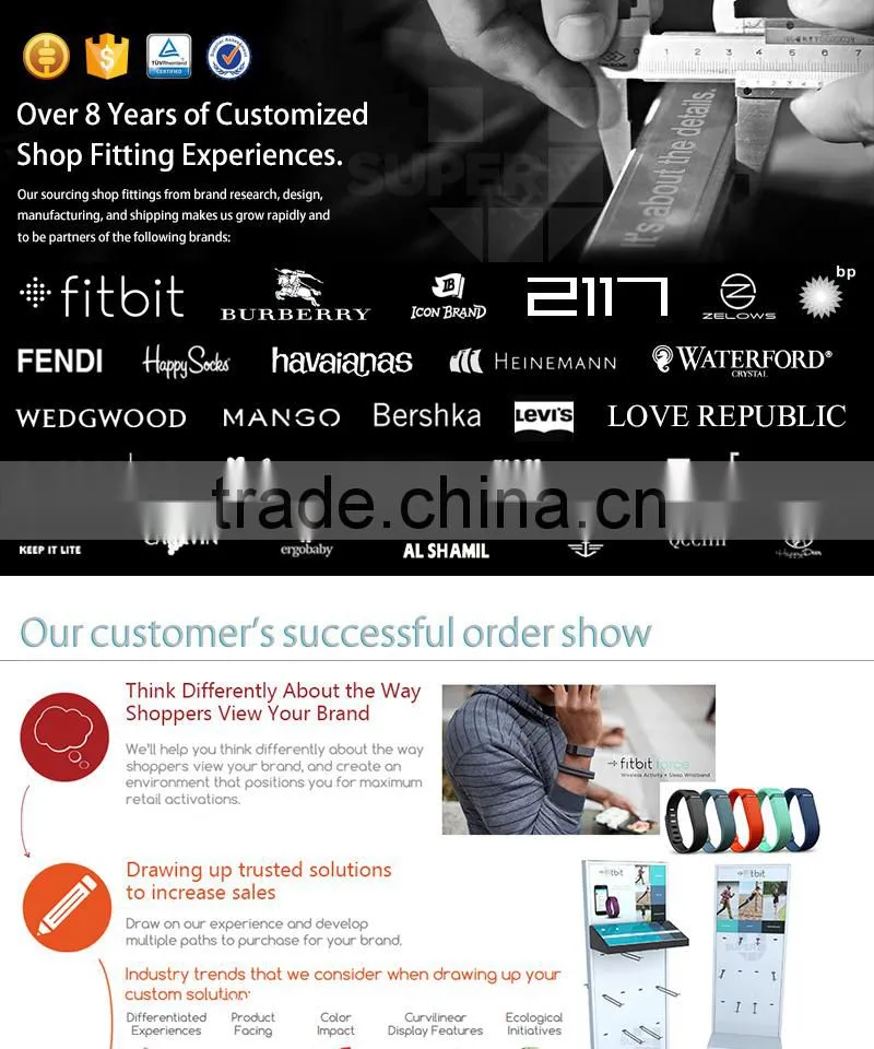 Best price durable wonden customized glass display cabinets