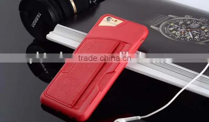 2015 New Design for iPhone 6 Back Cover Leather Case with Card Slot, Card Slot Back Cover for iPhone 6